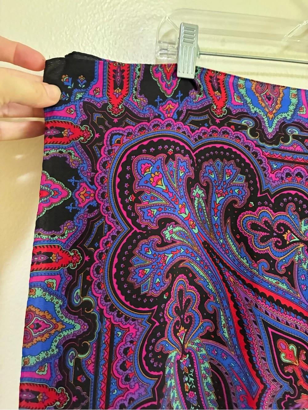 Liz Claiborne Vintage large silk paisley purple black red scarf